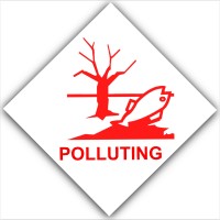 6 x Polluting - Red on White,External Self Adhesive Warning Stickers-Pollution Health and Safety Sign-Fishing Lake,Water,Fishery,Danger 